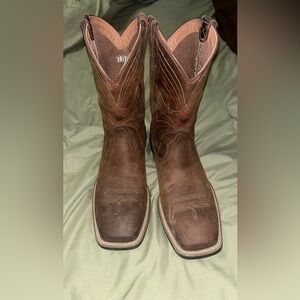 Ariat Brown Cowboy Boots with Square Toe and Western Stitching